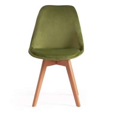 Стул Tetchair TULIP SOFT mod. 74 / 1 шт. в упаковке вельвет/дерево , 54 х 47 х 83 см , зеленый HLR 54/натуральный
