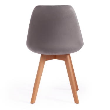 Стул Tetchair TULIP SOFT mod. 74 / 1 шт. в упаковке вельвет/дерево , 54 х 47 х 83 см , светло-серый HLR19/натуральный