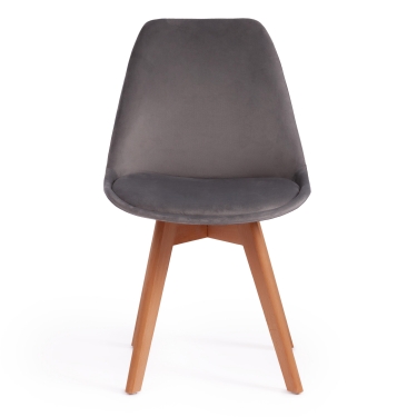 Стул Tetchair TULIP SOFT mod. 74 / 1 шт. в упаковке вельвет/дерево , 54 х 47 х 83 см , светло-серый HLR19/натуральный