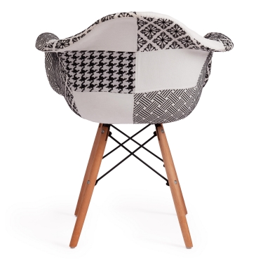 Кресло Tetchair CINDY SOFT EAMES mod. 101 / 1 шт. в упаковке дерево бук/металл/мягкое сиденье/ткань, 61 х 60 х 80 см , black/white черный/белый