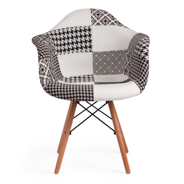 Кресло Tetchair CINDY SOFT EAMES mod. 101 / 1 шт. в упаковке дерево бук/металл/мягкое сиденье/ткань, 61 х 60 х 80 см , black/white черный/белый