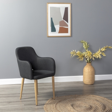 Кресло R-home Ledger К темно-серый/нат.дуб