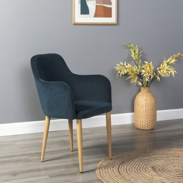 Кресло R-home Ledger К Diag blue/нат.дуб