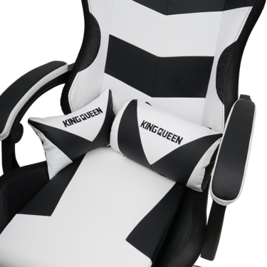Кресло KINGQUEEN 1209 KINGQUEEN, цвет черный/белый с подсветкой, 1209-black-white-mass-led