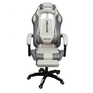 Кресло KINGQUEEN 907 KINGQUEEN, замша, цвет светло-серый с массажем, арт 907-Rice-White