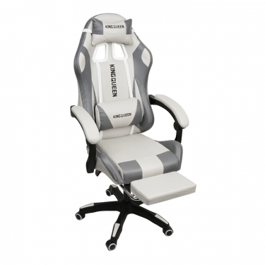 Кресло KINGQUEEN 907 KINGQUEEN, замша, цвет светло-серый с массажем, арт 907-Rice-White