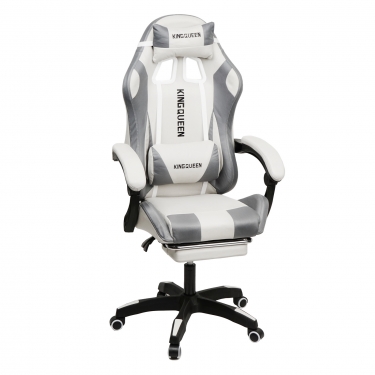 Кресло KINGQUEEN 907 KINGQUEEN, замша, цвет светло-серый с массажем, арт 907-Rice-White