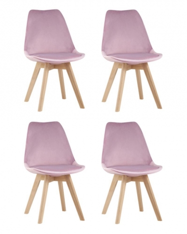 Комплект из четырех стульев Stool Group FRANKFURT велюр розовый 4 шт. комплект