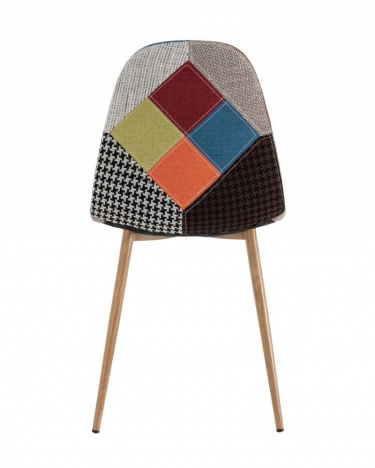 Комплект из четырех стульев Stool Group Валенсия SN пэчворк, обивка ткань ножки металл с принтом под дерево