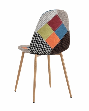 Комплект из четырех стульев Stool Group Валенсия SN пэчворк, обивка ткань ножки металл с принтом под дерево