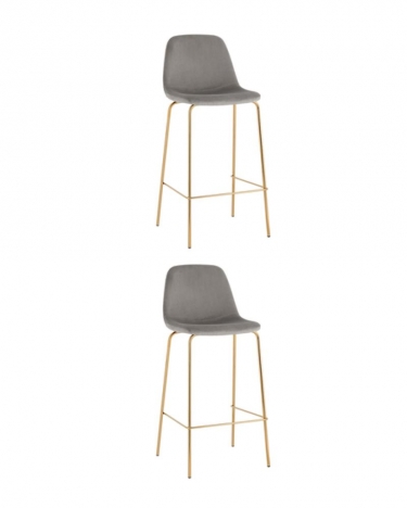 Комплект из двух стульев Stool Group Валенсия SN велюр серый золотые ножки 2 шт