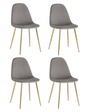 Комплект из четырех стульев Stool Group Валенсия SN велюр серый золотые ножки 4 шт