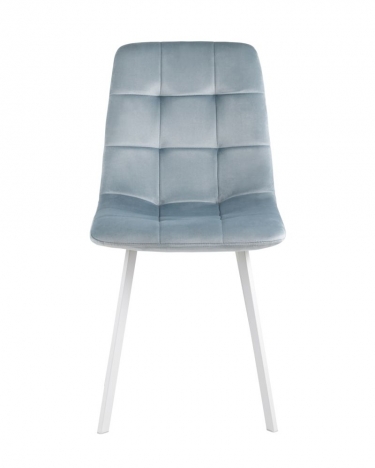 Комплект из двух стульев Stool Group Chilly велюр серо-голубой ножки металл белые