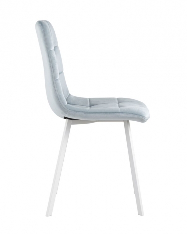 Комплект из четырех стульев Stool Group Chilly велюр серо-голубой ножки белые 4 шт.
