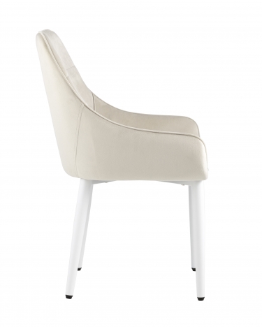 Комплект из четырех стульев Stool Group Диана велюр цвет кремовый ножки белые металла