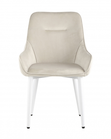 Комплект из четырех стульев Stool Group Диана велюр цвет кремовый ножки белые металла