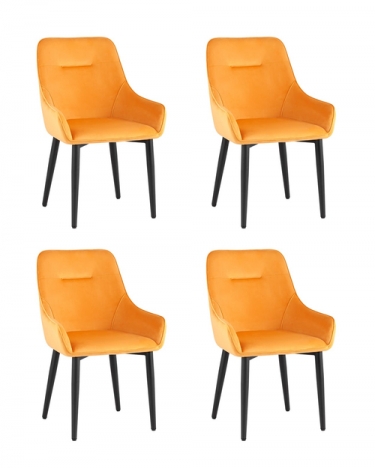 Комплект из четырех стульев Stool Group Диана велюр оранжевый ножки металл черные