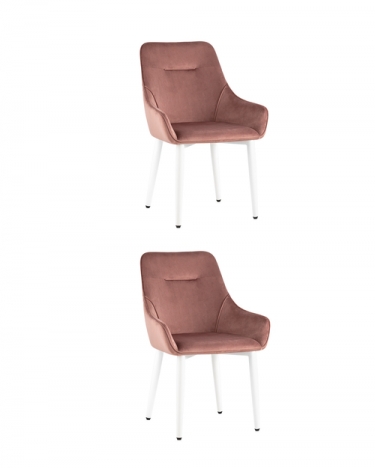 Комплект из двух стульев Stool Group Диана велюр пыльно-розовый ножки белые 2 шт