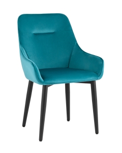 Комплект из четырех стульев Stool Group Диана велюр темно-бирюзовый ножки металл черные