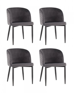 Комплект из четырех стульев Stool Group Оскар велюр серый 4 шт
