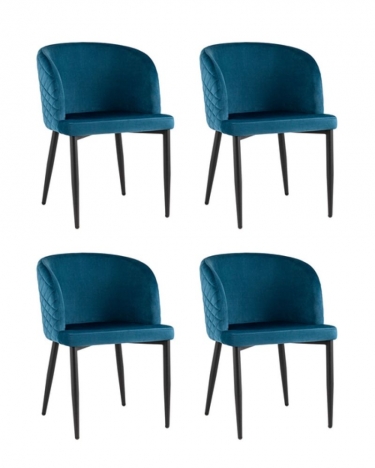 Комплект из четырех стульев Stool Group Оскар велюр сине-зеленый 4 шт