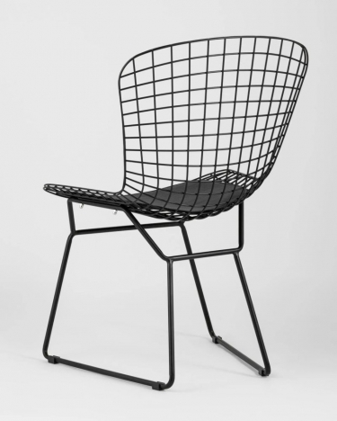 Стул обеденный Stool Group Bertoia черный с черной подушкой 4 шт