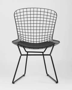Стул обеденный Stool Group Bertoia черный с черной подушкой 4 шт