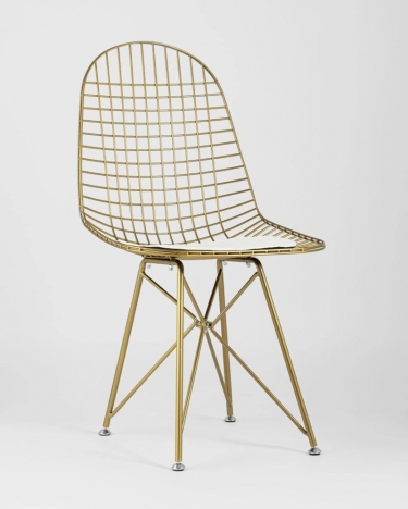 Стул обеденный Stool Group Eiffel золотой с белой подушкой 2 шт