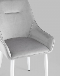 Комплект из четырех стульев Stool Group Диана велюр цвет серый ножки белые металла