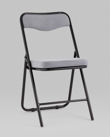Складной стул Stool Group Джонни велюр серый каркас черный матовый