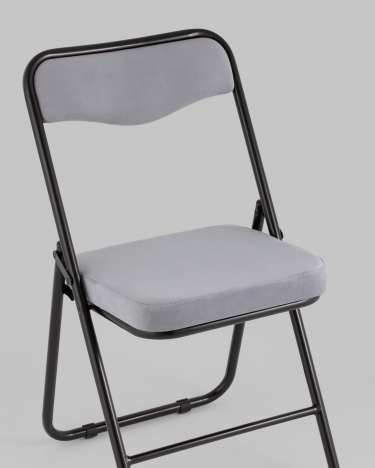 Складной стул Stool Group Джонни велюр серый каркас черный матовый