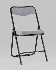 Складной стул Stool Group Джонни велюр серый каркас черный матовый