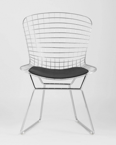 Стул обеденный Stool Group Bertoia хромированный с черной подушкой 4 шт