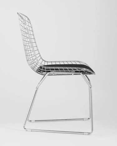 Стул обеденный Stool Group Bertoia хромированный с черной подушкой 4 шт