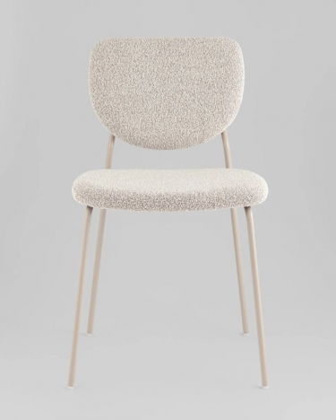 Стул обеденный Stool Group Gigi букле серо-бежевый кремовые ножки