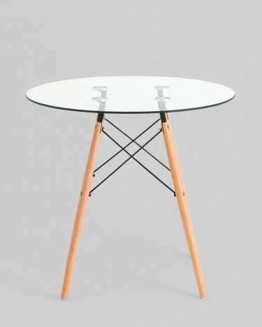 Стол круглый Stool Group EAMES DSW NEW D80 прозрачный стеклянный