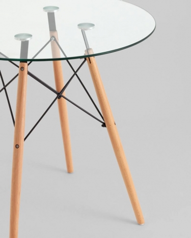 Стол круглый Stool Group EAMES DSW NEW D80 прозрачный стеклянный