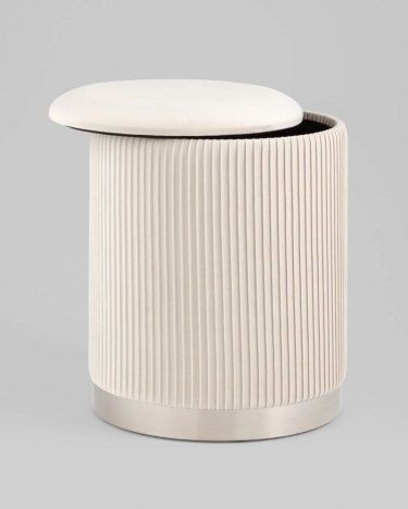 Пуф Stool Group Шарлотта с ящиком велюр бежевый серебро основание