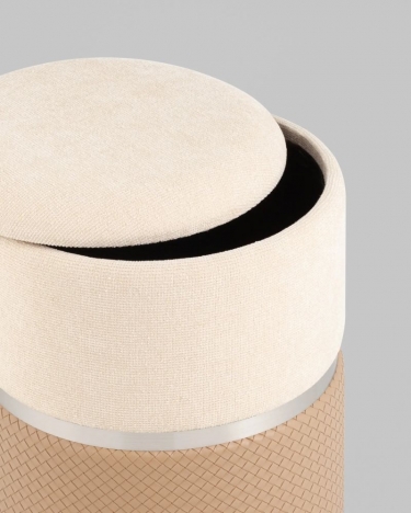 Пуф Stool Group Кэрри с ящиком бежевый шенилл с экокожей