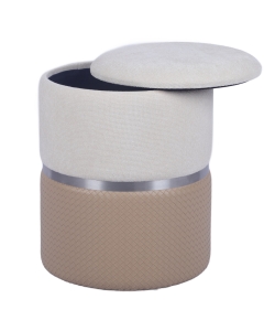 Пуф Stool Group Кэрри с ящиком бежевый шенилл с экокожей