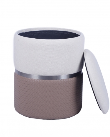 Пуф Stool Group Кэрри с ящиком светло-коричневый шенилл с экокожей