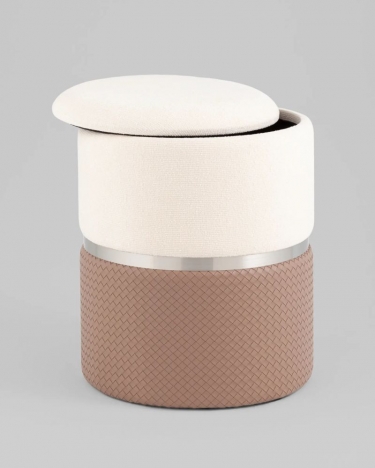 Пуф Stool Group Кэрри с ящиком светло-коричневый шенилл с экокожей