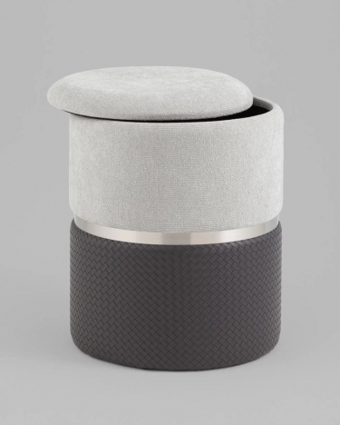 Пуф Stool Group Кэрри с ящиком серо-черный шенилл с экокожей