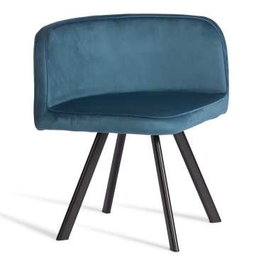 Комплект стол, 4 стула Tetchair QUADRON mod. PT14 Стол МДФ/металл, стул металл/велюр, 100х100х73 см, 69х56х71 см, Blue синий HLR62/черный