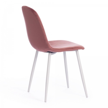 Стул Tetchair BREEZE mod. 4724 / 1 шт. в упаковке вельвет/металл, 44 х 53 х 87 см, Coral коралловый HLR44 / белый