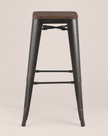 Стул барный Stool Group TOLIX WOOD Черная патина с золотом