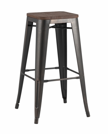 Стул барный Stool Group TOLIX WOOD Черная патина с золотом