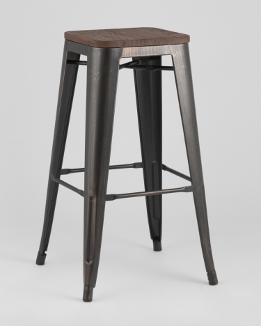 Стул барный Stool Group TOLIX WOOD Черная патина с золотом