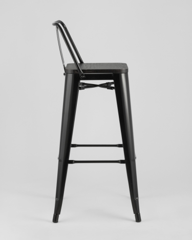 Стул барный Stool Group Tolix Wood 75.5 со спинкой Черный