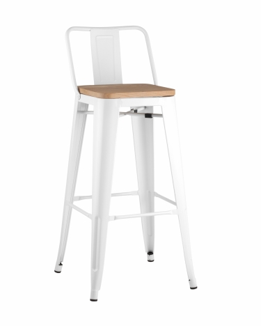 Стул барный Stool Group Tolix Wood 75.5 со спинкой Белый